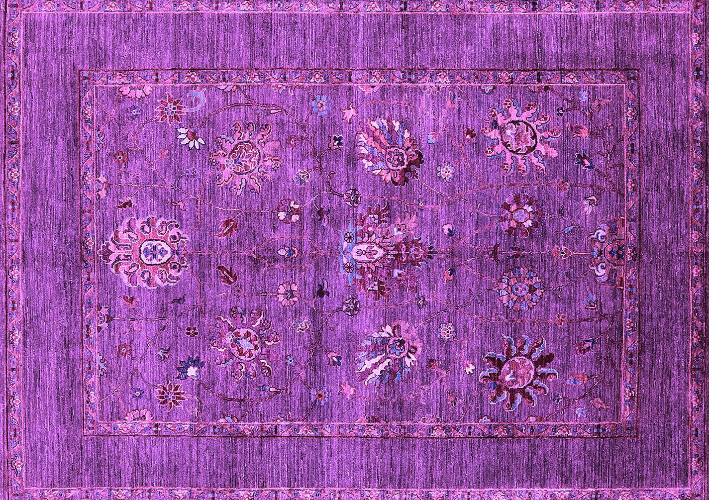 Ahgly Company Indoor Rectangle Oriental Purple Industrial Area Rugs, 8
