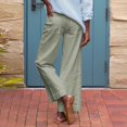thumbnail image 6 of IDALL Wide Leg Pants Woman Lounge Pants Women Womens Daily Elastic Waist Pockets Straight Solid Color Casual Pants Loose Long Trousers Baggy Pants Women'S Pants Green XL, 6 of 9