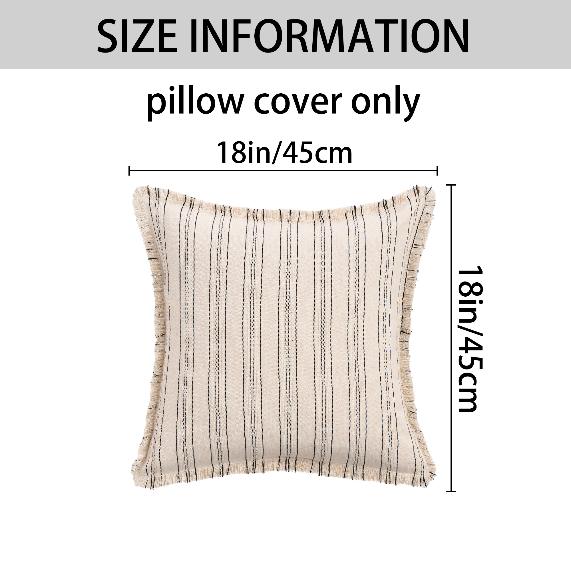 Unique Bargains Pack of 2 Striped Throw Pillow Covers with Tassel Edge Black
