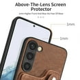 thumbnail image 3 of Nalacover For Samsung S22 Case Ring Holder Kickstand with Credit Card Holder, Back Flip Premium Leather Magnetic Clasp Removable Wirst Hand Strap Cover for Samsung Galaxy S22, Brown, 3 of 15