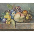 thumbnail image 2 of Albertus Steenbergen 18x15 Black Ornate Wood Framed Double Matted Museum Art Print Titled - Fruit and Flower Still Life (1824 - 1900), 2 of 5