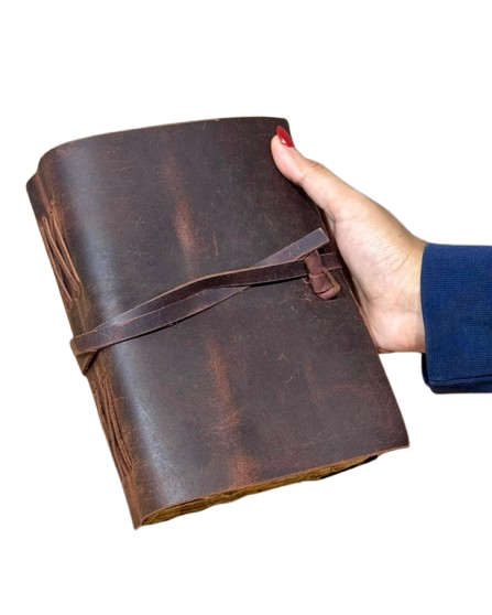 Handmade Vintage Leather Journal 5x7 Inch – 200 Deckle Paper Pages – Rustic Wrap Journal for Writing, Sketching & Gifting
