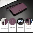 thumbnail image 2 of ELEHOLD For Apple iPhone 16e Flip PU Leather Wallet Case with Credit Card Slot RFID Blocking Kickstand Shock-Absorbent TPU Magnetic Protective Cover With Lanyard ,Violet, 2 of 12