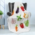 thumbnail image 4 of Vegetable Soft Flannel Fleece Blanket, Vegan Menu Pumpkin Eggplant Pepper Tomato Garlic Bunch of Organic Farm Elements, Cozy Plush for Indoor and Outdoor Use, 50" x 60", Multicolor, by Ambesonne, 4 of 5