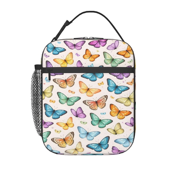 Colorful Butterfly Lunch Bag Portable Thermal Lunch Box for Men and Women