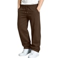 thumbnail image 2 of Zylanna Kids Boys Sweatpants with Pockets, Casual Elastic Drawstring Waist Fleece Lined Thick Warm Winter Athletic Jogger Pants For Daily Brown Size 13-14, 2 of 7
