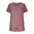 thumbnail image 5 of XuJwPNcy Womens Pajamas Set Short Sleeve Loungewear Soft V Neck Tee Top and Shorts Sleepwear 2 Piece Pj Sets, 5 of 7