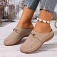 thumbnail image 4 of Rokment Women's Orthopedic Clogs and Mules Fashion Comfortable Leather Closed Toe Platform Wedges Slip on Mid Heels Dress Slides Sandals for Woman Beach Summer Beige Size 6, 4 of 8