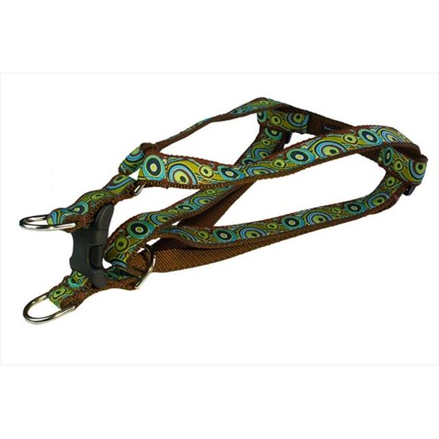Circles And Waves Dog Harness, Green - Large