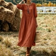 thumbnail image 5 of Aimik Women's 3/4 Sleeve Maxi Dress Crew Neck Loose Fitting Boho Long Dress with Pockets Summer Dresses for Women, 5 of 6