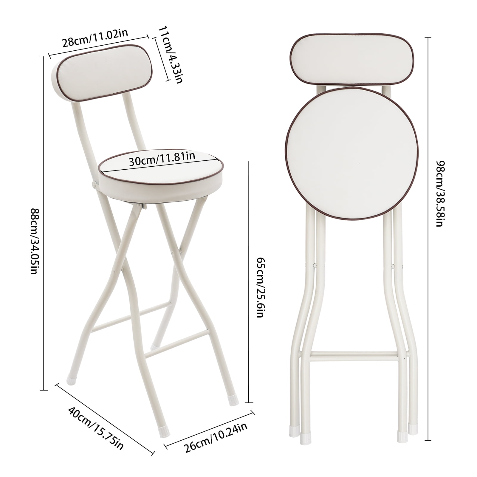 Wildnix Foldable High Chair with Safety Latch, Non-slip Feet, and Comfortable Cushion for Bar and Table Dining, 2-Pack