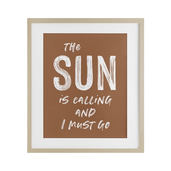 Stupell Industries Coastal Sun Is Calling Must Go Birch Framed Print Under Glass, 13 x 16, by Lettered and Lined