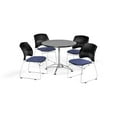 thumbnail image 4 of OFM Multi-Use Break Room Package, 36" Round Table with Stars Stack Chairs, Gray Nebula Finish with Chrome-Plated Steel Base and Shamrock Green Seats (PKG-BRK-167), 4 of 5