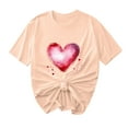 thumbnail image 3 of Jsaierl Women's Valentines Day Shirts Sweet Love Heart Graphic Tees Work Short Sleeve Blouse Crewneck Dressy Casual T-shirt Tops Valentines Day Gifts, 3 of 6