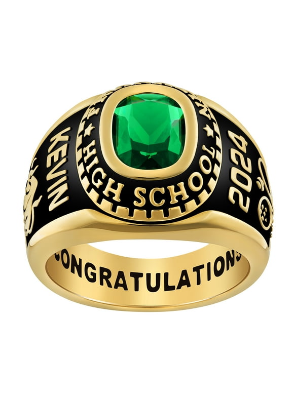 Order Now for Graduation, Freestyle Men's 18K Gold over Sterling Classic Class Ring, Personalized, High School or College