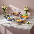 thumbnail image 5 of Onader Pasta Bowls Set of 4, 34oz Ceramic Large Salad Bowl Plates for Serving Soup Dinner, Shallow Stoneware Pasta Plate, Microwave & Dishwasher Safe, Gray Blue, 5 of 7