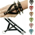 thumbnail image 4 of K-KED Adjustable Pu Leather Bracelet with Spikes - Punk Gothic Studded Wristband-Brown, 4 of 9