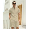 thumbnail image 2 of BUYJYA 2 Pieces Men's Tracksuit Casual Quarter Zip Shirt and Shorts Set for Beach Strolls Tennis Golf, 2 of 6