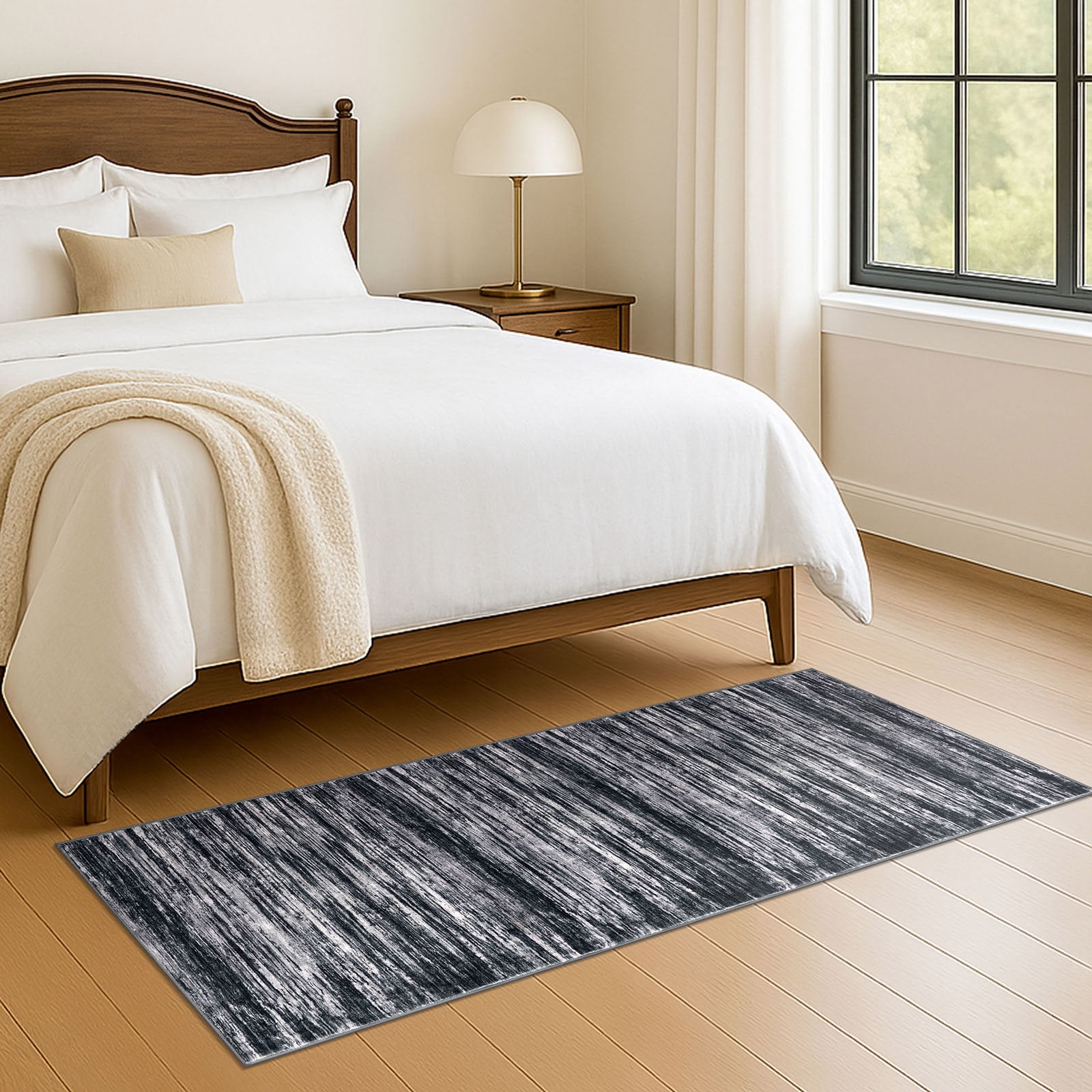 Brisasol Runner Rug for Floor 2x6 Washable Rug Runner Non Slip Carpet Runner Thin Indoor Runner for Hallway Kitchen Bedroom Entryway, Black/White