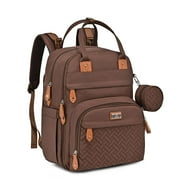 BabbleRoo Diaper Bag Backpack, Waterproof Travel Bag with Changing Pad, Original Baby Bag, Brown