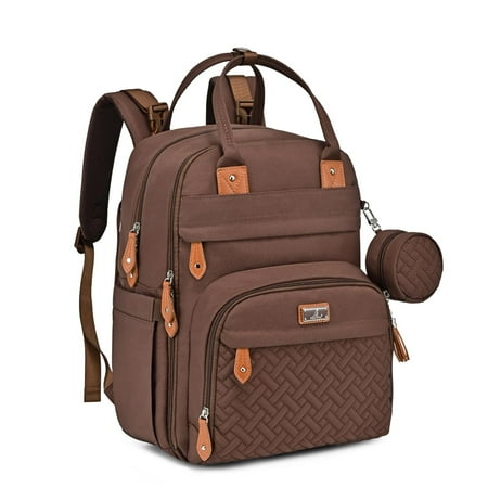 BabbleRoo Diaper Bag Backpack, Waterproof Travel Bag with Changing Pad, Original Baby Bag, Brown