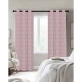 thumbnail image 3 of Pink Morocco Blackout Curtain 45 Inch Length 2 Panels Set, Geometric Leaf Diamond Lattice Abstract Two-layer Sewing Polyester Fiber Blackout Curtain with Grommet, 52" x 45" x 2, 3 of 9