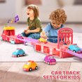 thumbnail image 3 of 7 in 1 Carrier Truck Toy Cars for Toddlers 1-3 with Light and Sound, Christmas Birthday Gifts, Pink, 3 of 7
