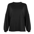 thumbnail image 2 of Long Sleeve Sweaters Solid Color O-Neck Shirts With Long Sleeve Loose Casual For Girl Tunic Tops 5 Sizes 4 Colors Wine Pink Gray Black, 2 of 11