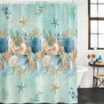 thumbnail image 2 of Beach Coastal Teal Shower Curtain, Waterproof Shower Curtains for Bathroom, Nautical Shell Starfish Coral Summer Washable Fabric Bathtub Curtain Set Bath Decor with 12 Hooks Standard 72"x72", 2 of 8