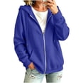 thumbnail image 2 of UDAUDU Women's Zip Up Hoodie 2026 Fashion Y2K Long Sleeve Zipper Crop Sweatshirts Fall Winter Casual Comfy Track Jackets with Pockets Blue XL, 2 of 8