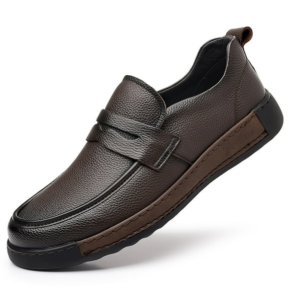 Men's Casual Loafers Slip On Leather Shoes Comfortable Lightweight Driving Shoes Male Moccasins Classic Penny Loafer Flats Boat Shoes Outdoor Walking Shoes