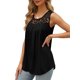 thumbnail image 2 of Camisetas de Tirantes de Verano para Mujer, Corte Holgado, Túnicas Plisadas, Escote Redondo, Sin Mangas, Encaje, Dobladillo Curvo, Fluidas. Negro XL, 2 of 6