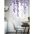 thumbnail image 3 of Purple Ombre Botanical Semi Sheer Window Curtains 72 Inches Long, Watercolor Country Pastoral Leaf Rod Pocket Voile Silky Chiffon Curtain Light Filtering Drapes for Living Room, 52"x72", 2 Panels, 3 of 9