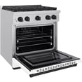 thumbnail image 4 of ZLINE Autograph Edition 30 in. 4.2 cu. ft. 4 Burner Gas Range with Convection Gas Oven in Stainless Steel with White Matte Door and Matte Black Accents (SGRZ-WM-30-MB), 4 of 7