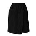thumbnail image 3 of Endives Women's Linen Short Solid Color with Pocket Casual Shorts with Skirt Pants Women's Casual Pants Summer Black, 3 of 6