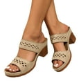 thumbnail image 1 of Womens Sandals Dressy Chunky Heeled Sandals Pour Femmes Slip On Gold Sandals Open Toe Block Heels, 1 of 8