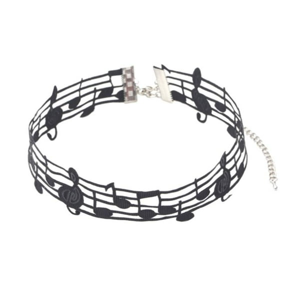 WINDLAND Fashionable Black Necklace with Musical Note Design Everyday Wear Necklace