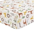 thumbnail image 2 of Levtex Baby - Zuma Sheet Set Crib Fitted Sheet - Fits Standard Crib and Toddler Mattress - Jungle Animals / Rainbows - Brown, Green, Grey, Ochre and Cream - Nursery Accessories - 100% Cotton, 2 of 3