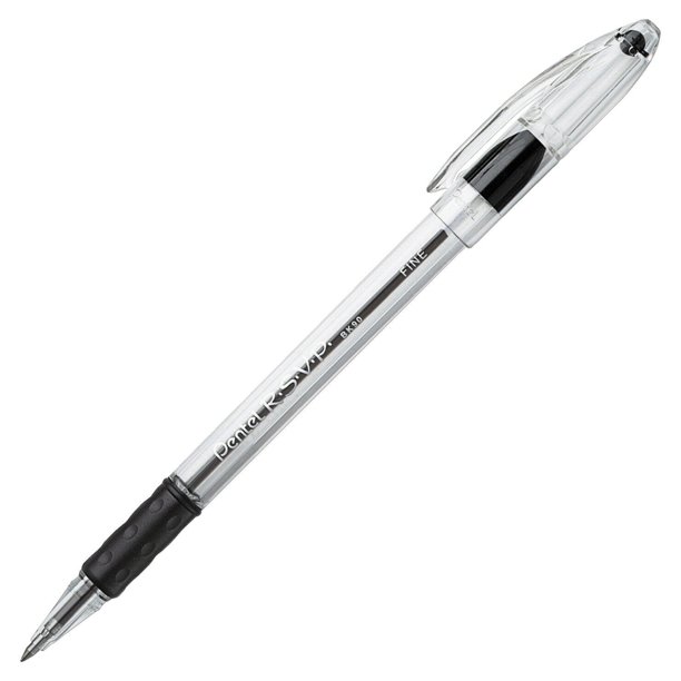 Pentel R.S.V.P. Refillable Ballpoint Pen, 0.7 mm Fine Tip, Black Ink