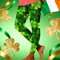 thumbnail image 2 of Ecqkame Women's St. Patrick Day Shamrock Printing Leggings Casual Elastic Waist Yoga Trousers Sports Tight Pant Army Green XXL, 2 of 6