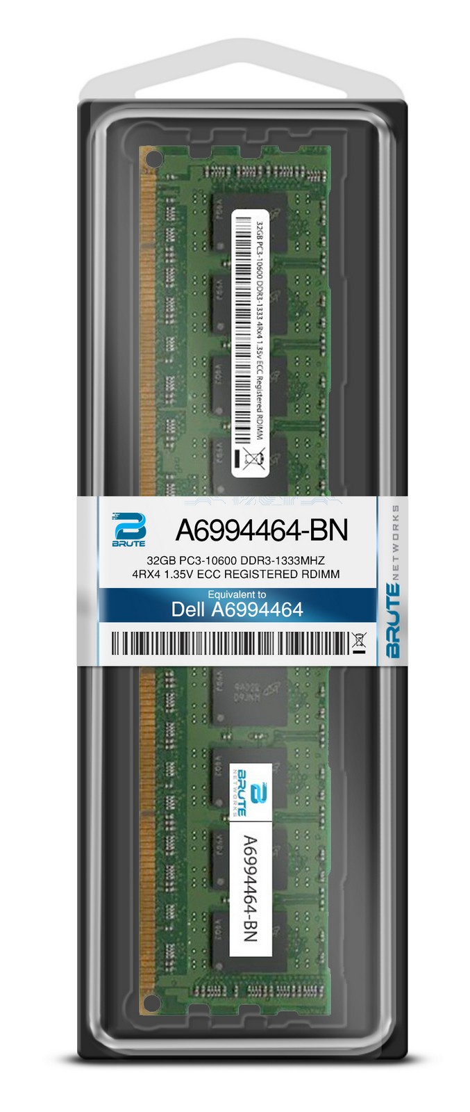 A6994464 - Dell Compatible 32GB PC3-10600 DDR3-1333Mhz 4Rx4 1.35v ECC Registered RDIMM - image 2 of 2