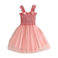 thumbnail image 2 of Tqyyweavej Girl Summer Dresses Ruffle Sleeveless Flower Strap Princess Sundress Cute Pleated Toddler Girl Tutu Dress 3-10T, Pink, 2 of 10
