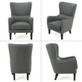 thumbnail image 3 of Upholstered Arm Chair, Mid-Century Modern Accent Chair with Grey Fabric, Comfortable Wingback Design, Perfect for Living Room, Bedroom, or Office Seating, 3 of 5
