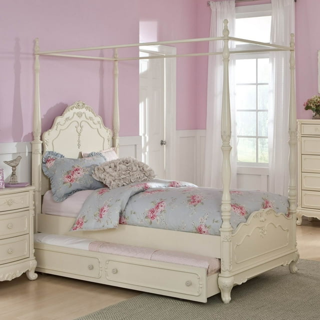 Homelegance Cinderella Canopy Poster Bed in Antique White - (Twin ...