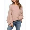 thumbnail image 4 of Women'S Oversized Crewneck Sweater Batwing Puff Long Sleeve Cable Slouchy Pullover Jumper Tops, 4 of 7