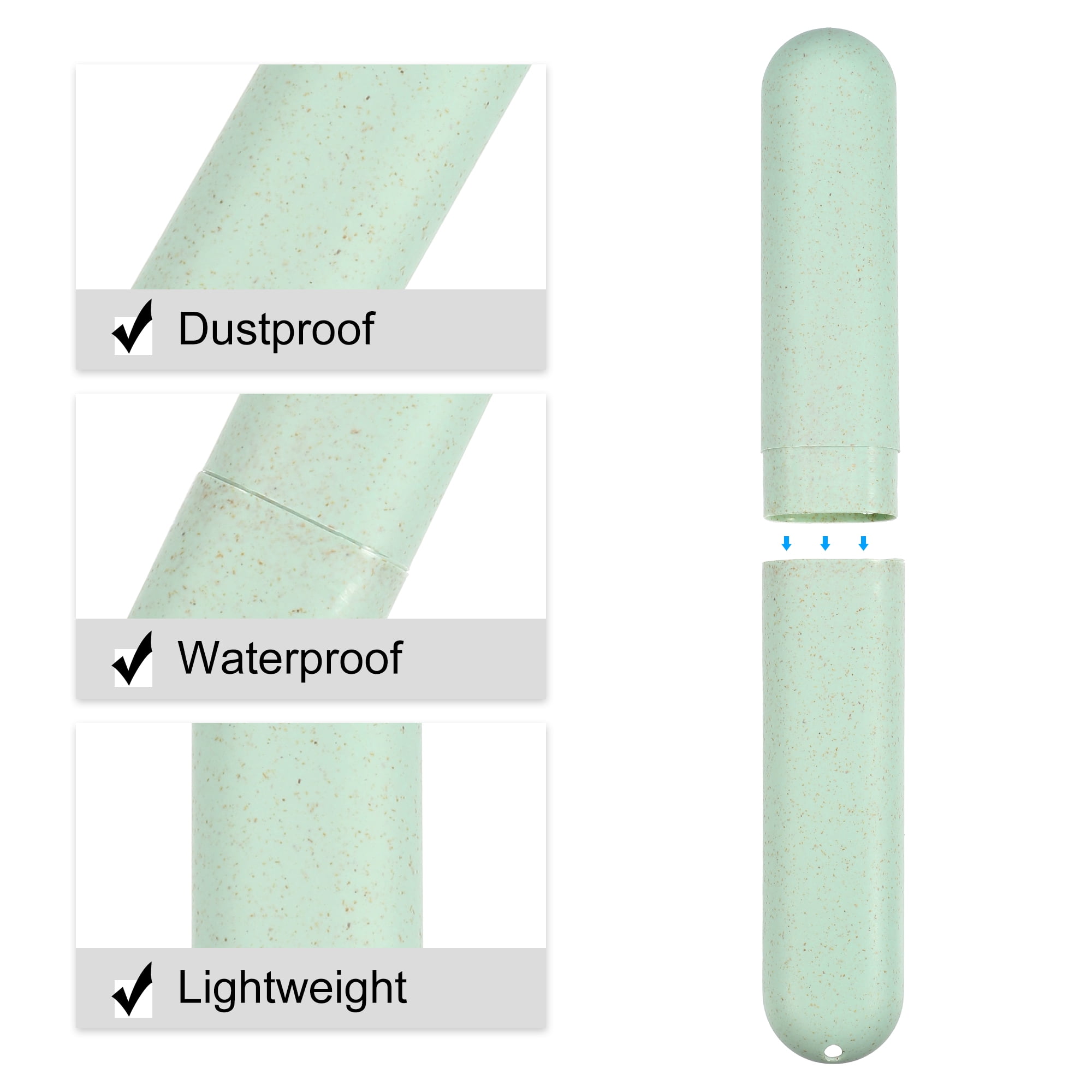 Unique Bargains 4Pcs Toothbrush Holders Case Green Blue for Travel 8.07"x1.22"x0.83"