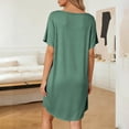 thumbnail image 4 of Bovxnpu Nightgowns for Women Short Sleeve Sleepshirt Loungewear Cotton Soft Pleated Long Nightgown Sleepwear, 4 of 8