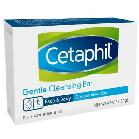4 Pack - Cetaphil Gentle Cleansing Bar for Dry/Sensitive Skin 4.50 (Best Bar Soap For Dry Sensitive Skin)