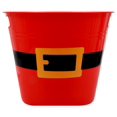 thumbnail image 3 of 8.32" Christmas Bucket, Plastic Santa Belt Buckets Red Round Tubs with Handles for Parties Storage Classroom Party Favors, Christmas Decorations, Pack of 2, 3 of 7