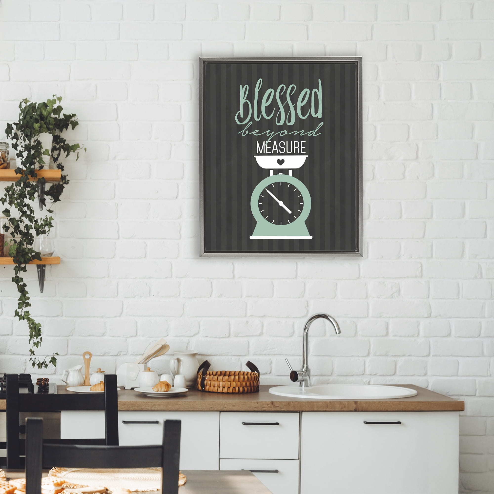 Blessed Beyond Measure Scale Gray Framed Floater Canvas Wall Art, design by Lettered and Lined